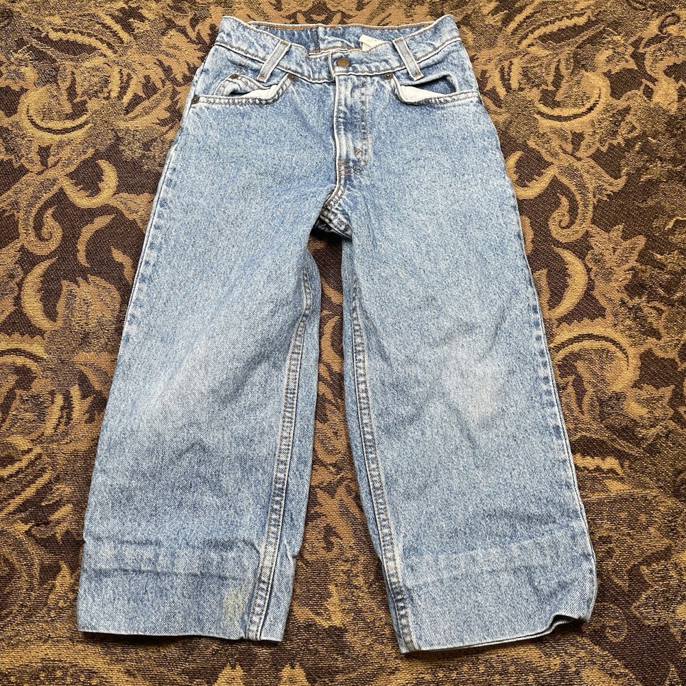 Vtg Levi's Orange Tab Blue Denim 550 Relaxed Fit Jeans Youth Size 12 Slim Hemmed